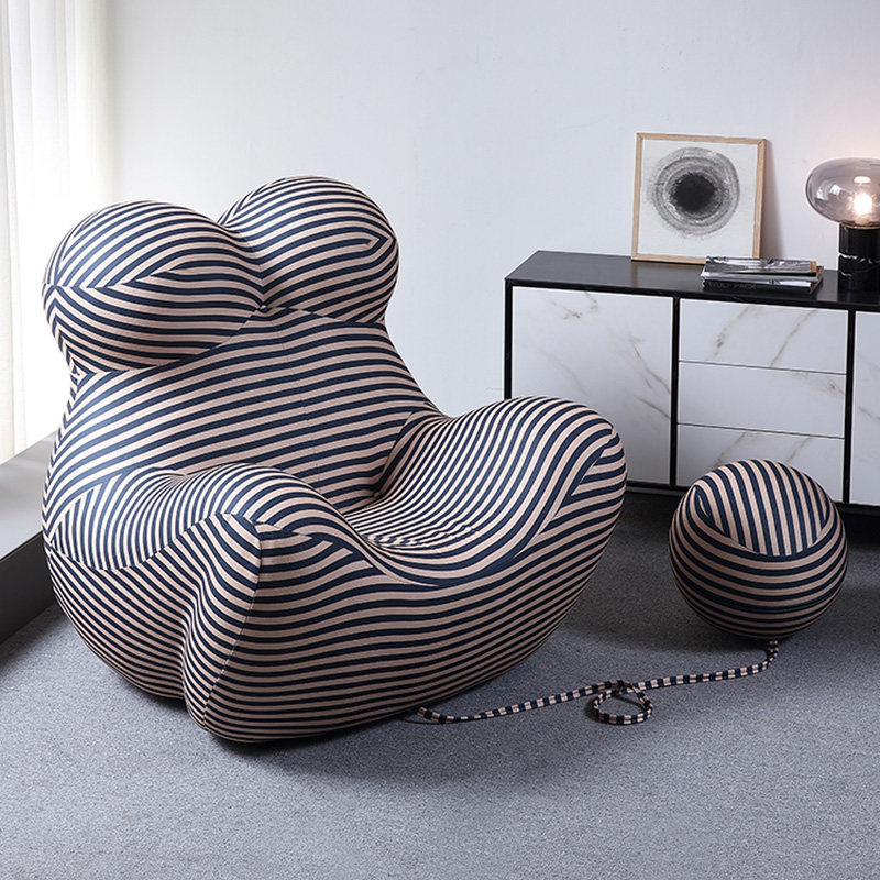 Living Room Sofa Embroidered Ball Chair Creative Minimalnet Red Personality Cuddle Chair Bean Bag Sloth Sofa Single Deck Chair Sponge