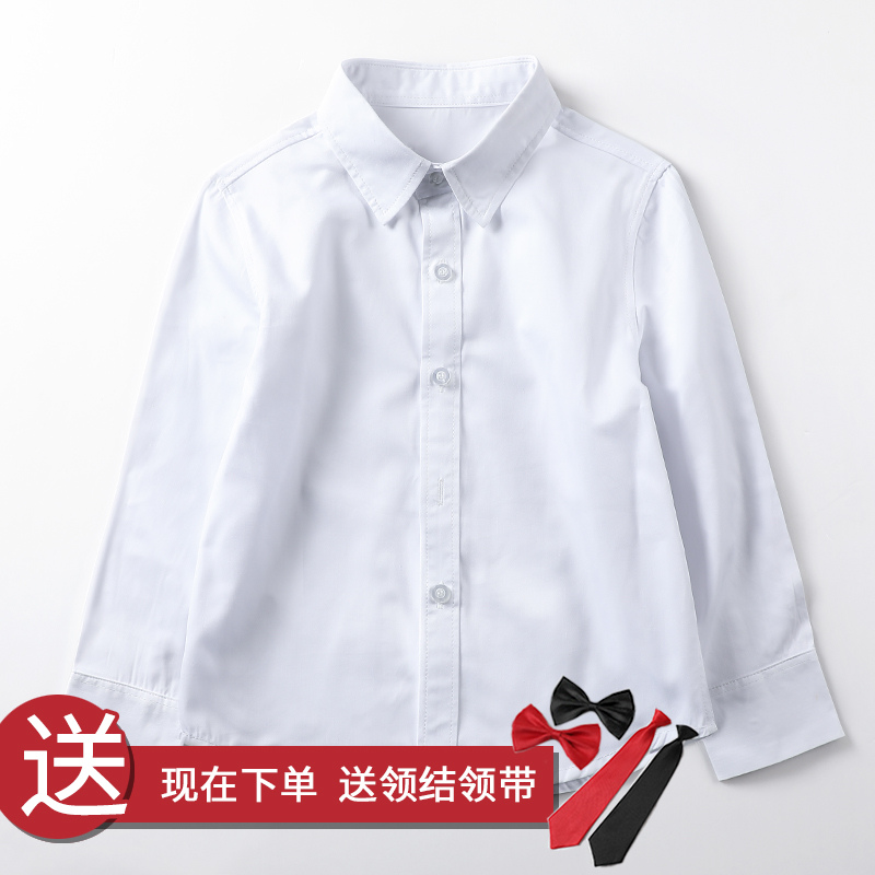 Children Long Sleeve Shirt Spring Autumn Pure Cotton Clothes Boy White Shirt Garnter Thickened Boy Warm Child Clothing Blouse