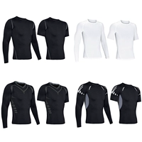 Спортивный быстросохнущий баскетбольный футбольный лонгслив для спортзала, белая футболка, в обтяжку, короткий рукав, впитывает пот и запах