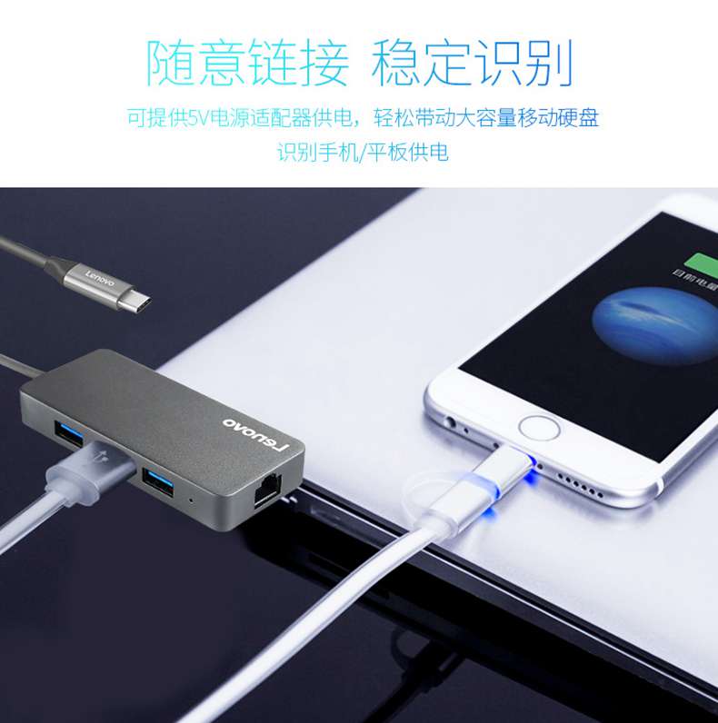 Lenovo / Lenovo dock Type-C switch vga / HDMI splitter mở rộng trung tâm chuyển đổi USB3.0 HUB bến tàu kéo bốn đa giao diện Sét bộ chuyển đổi 3 máy tính xách tay - USB Aaccessories quat cam tay