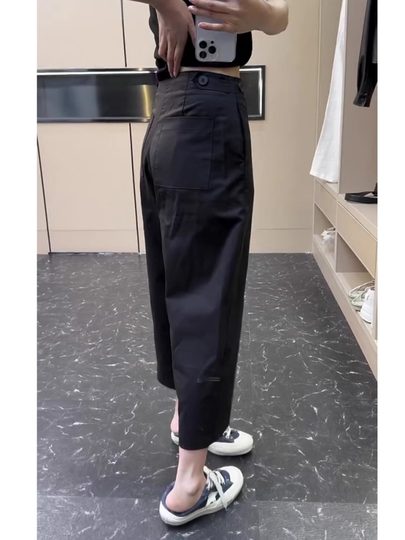 Aimi empfohlen! European 25 Sommer Dünne Lyge-Hose-Hose Birnenförmige Körpertätigkeitshandel hohe Taillen mit weitem Bein acht Punkte