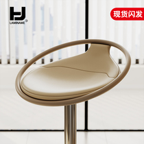 Modern simple light luxury leather bar chair home minimalist lift rotating high stool stainless steel metal bar chair