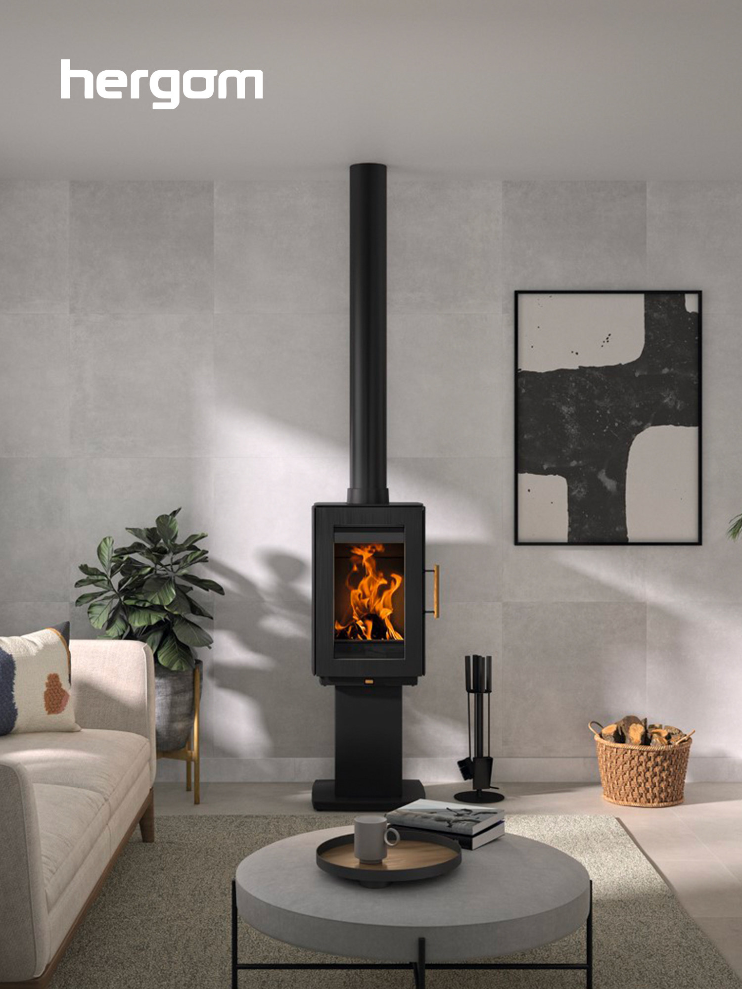 Hergom GLOW Chimenea de leña, independiente 4