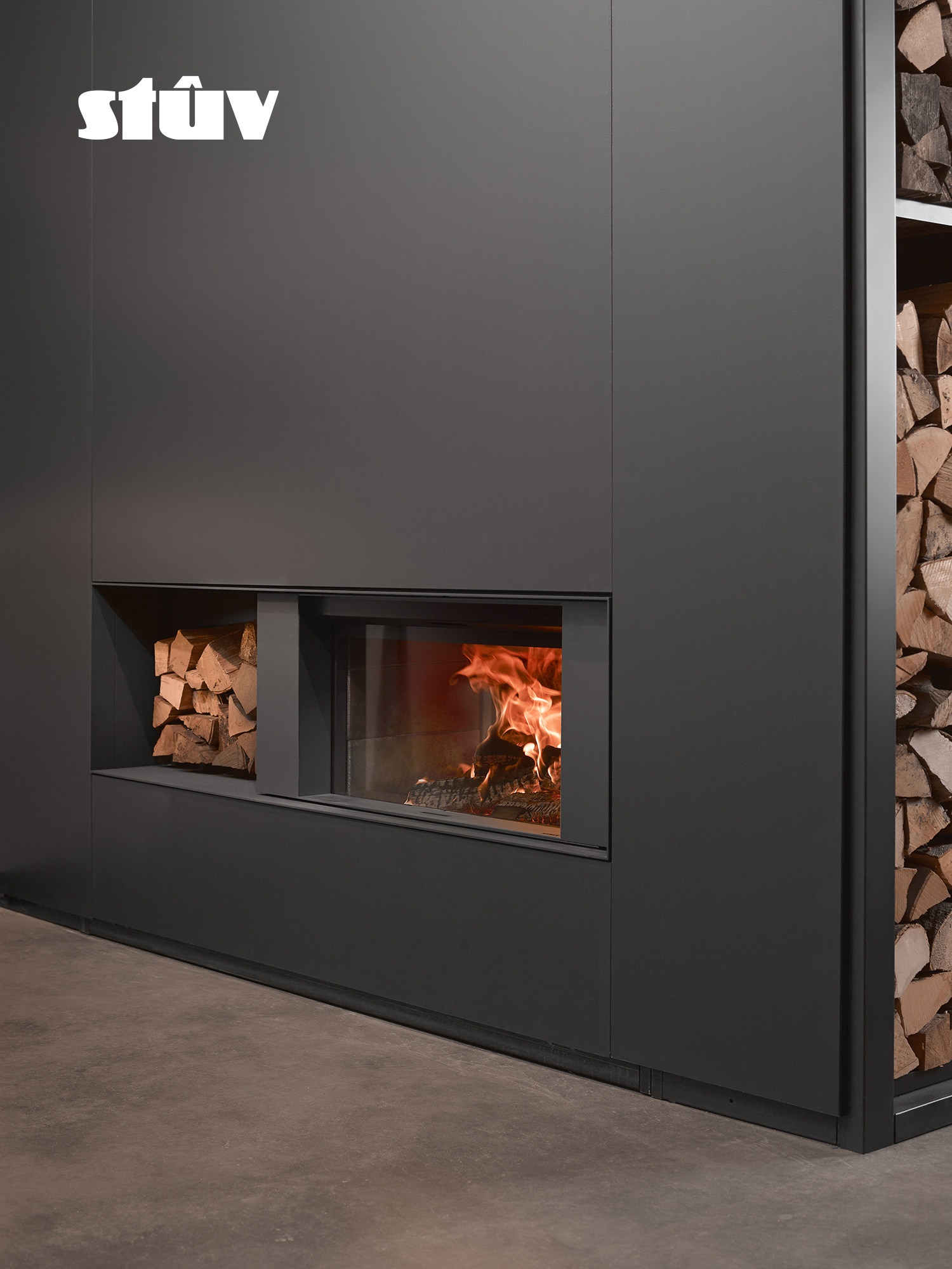 Stûv 21 Two-Sided Built-In Wood-Burning Fireplace 2