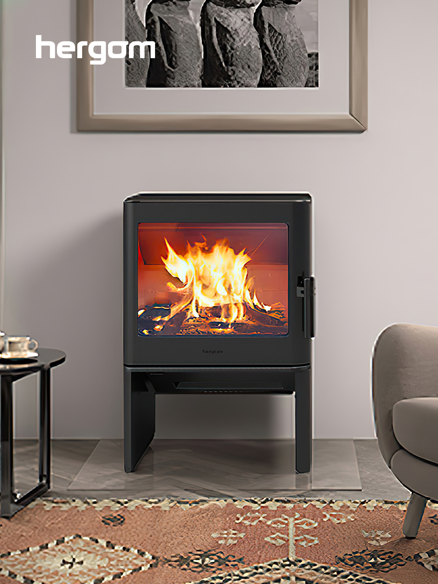 Hergom E40 Cheminée à bois, sur pied 2