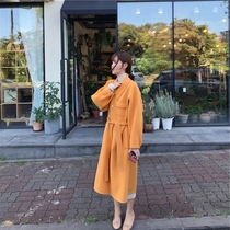 2020 popular double-sided cashmere coat Hepburn style mid-length woolen coat female autumn and winter wild retro court