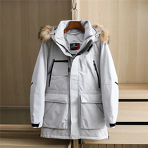 Outdoor down mid-length winter mens thickened fluffy fur collar down jacket warm jacket Y-1906