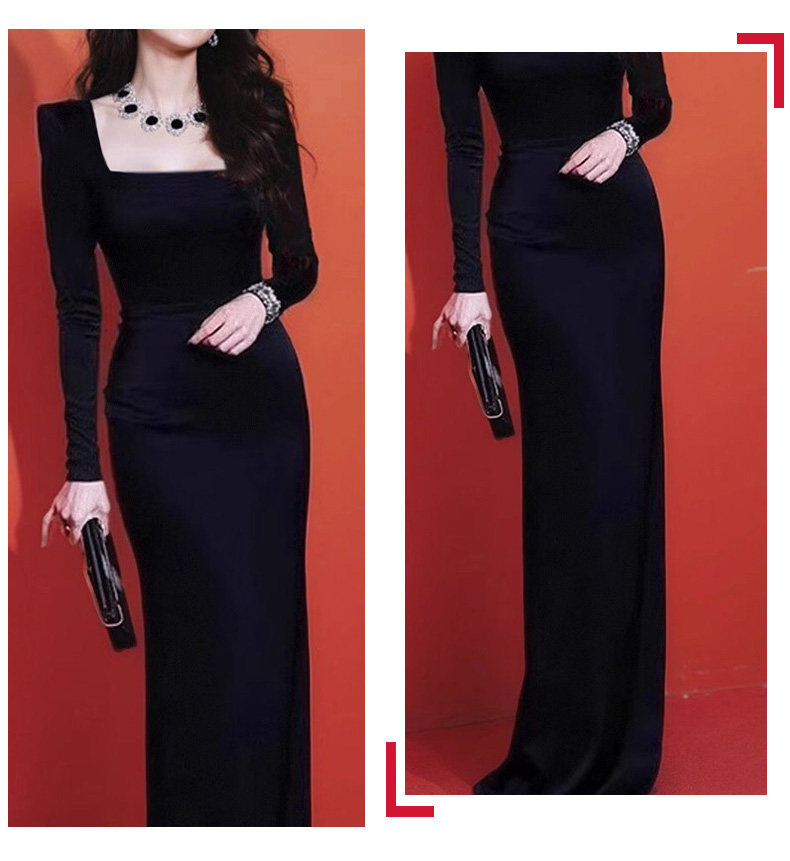 Черное элегантное элитное вечернее платье, изысканный стиль Aiyueni 