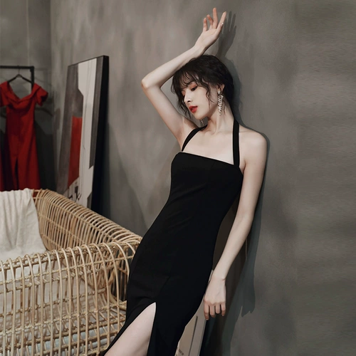 Черное вечернее платье Женское легкое роскошное нишевое высокий