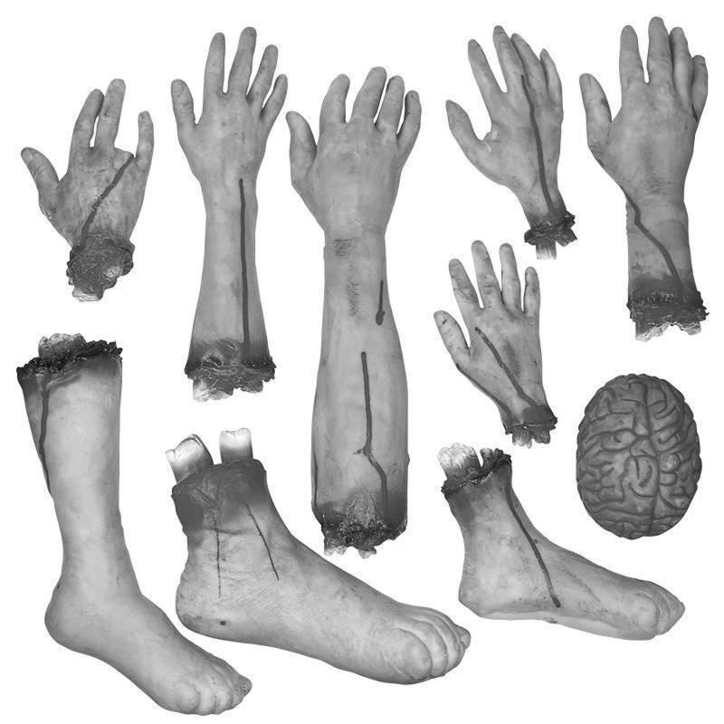 Halloween Prank Toys, Scary Human Heart Prosthetics, Bloody Hands, Large Broken Limbs, Organs, Haunted House Decoration Props