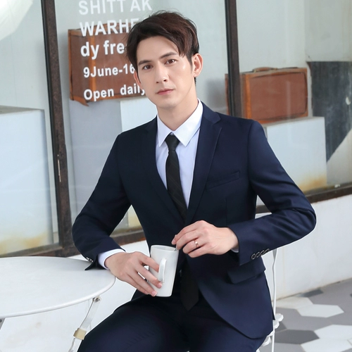 Мужской комплект, пиджак классического кроя, куртка для отдыха, в корейском стиле, облегающий крой