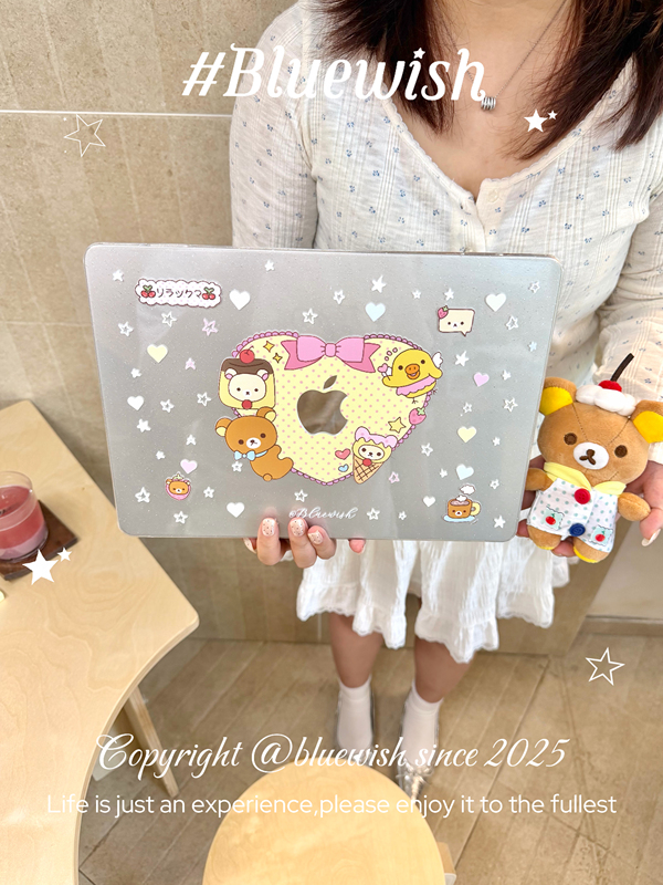 Bluewish "Sweet Dessert Rilakkuma" Starry Sky Design Imported Pc Glossy Transparent Hard Shell Anti-Scratch Protective Case Suitable for MacBook Apple Neo Computer Air 13inch Pro 14inch Bluewish "Sweet Dessert Rilakkuma" Starry Sky Design Imported Pc Glossy Transparent Hard Shell Anti-Scratch Protective Case Suitable for MacBook Apple Neo Computer Air 13inch Pro 14inch