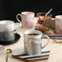 Marbled Ceramic Coffee Cup Bữa sáng gia đình Cup Văn phòng Mug Đàn ông và phụ nữ Lovers Cup Cup Uống sữa bình nước thể thao