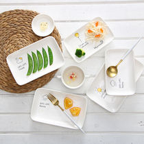 Creative Ceramic Rectangular Dish Sushi Pan Sausage Pink Disc tray Dish Breakfast Dish Snack Pan Day Style Fish Dishes