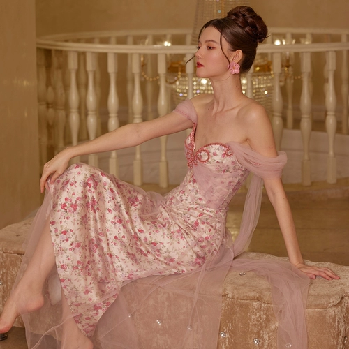 Lacemade Huayang Butterfly Fairy French Fairy Fairy Wills Saton Print Print Fish Bone платье новое платье юбка