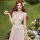 Кружевное платье pink mist fairy French pink fairy dress design sense с длинными рукавами и рисунком рыбьей кости для пригородных поездок mini 1