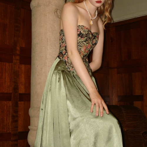 Классический корсет, ретро юбка, комплект, французский стиль, осенний