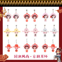 Chinese style new cartoon opera earrings creative Peking opera face stud earrings cute knife and horse Dan Xiao Sheng earrings female