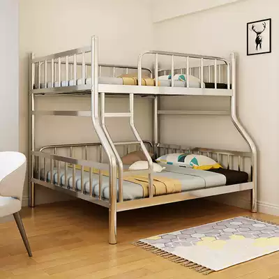 Stainless steel bunk bed mother bed upper and lower iron bed frame steel frame bed modern dormitory staff rental children princess bed