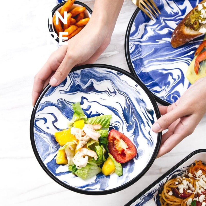 (30% OFF) BORNN Turkish Imported Art Enamel Marble Texture Marble Enamel Plate