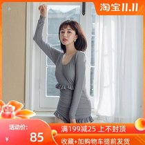 ◆ DUDU hot spring new 2021 swimsuit womens one-piece knitted belly thin sexy small chest gathered fashion