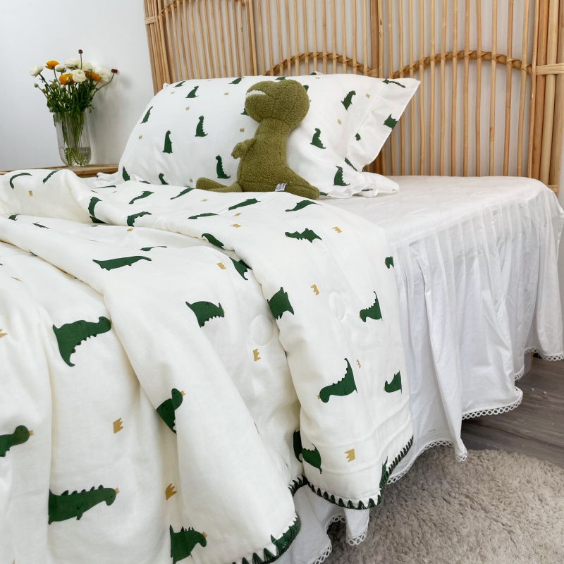 Class A children's ins cartoon little dinosaur pure cotton double yarn summer cool quilt fresh cotton washable soybean air-conditioning quilt