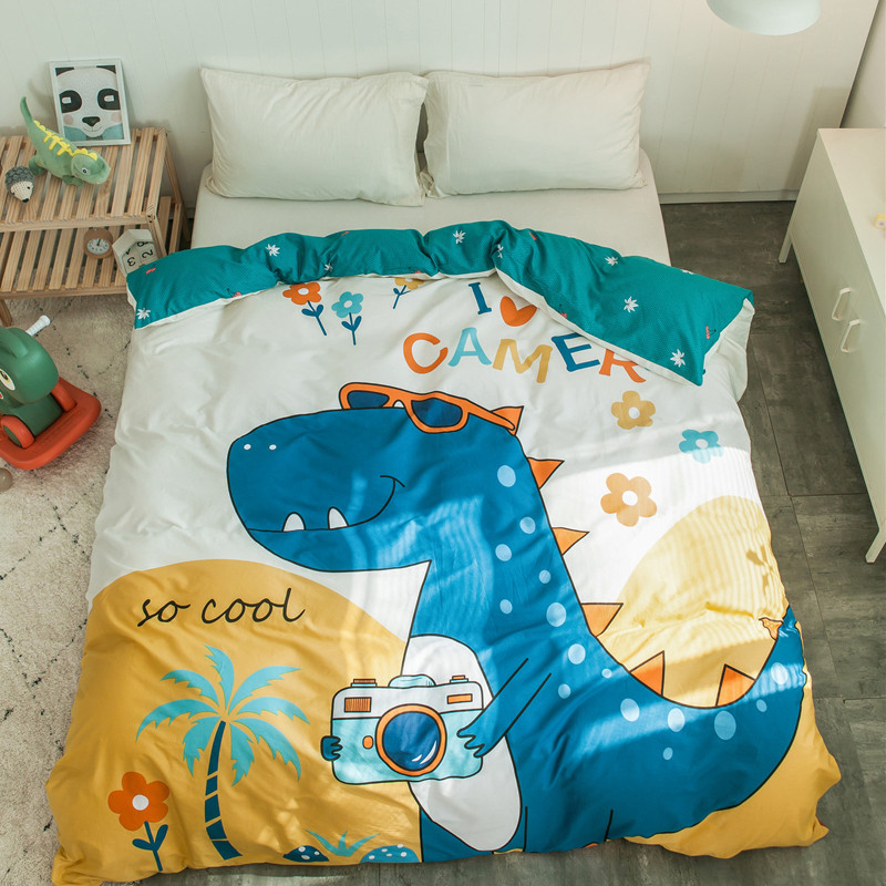 Large Edition Dinosaur Whole Cotton Single Products 1 5m Quilt Cover Pure Cotton Cartoon Children Boys And Girls Double 2 m Single Quilt Cover