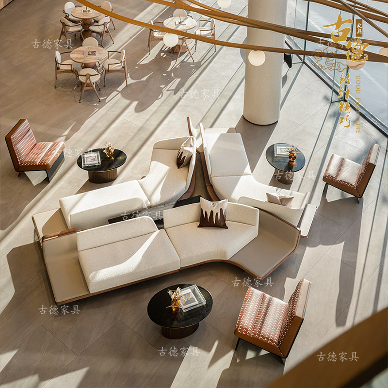 Sales Office Negotiation Area VIP Sofa Combination Modern Light Luxury Club High-end Reception Curved Sofa Furniture Customization