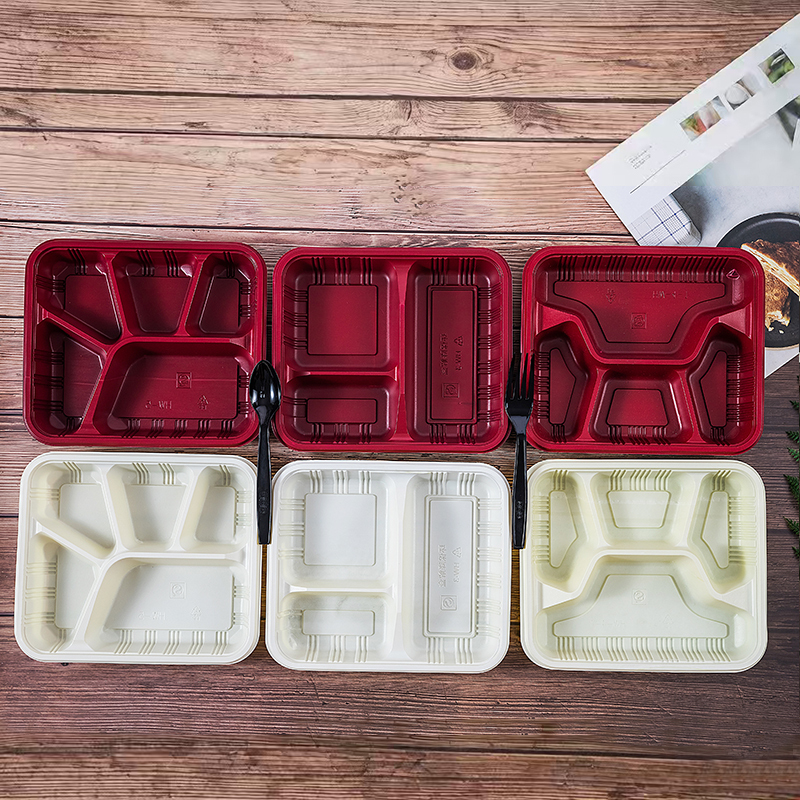 Disposable Fast Food Boxes with 3, 4, or 5 Compartments, Multi-Compartment Lunch Boxes, Takeaway Boxes, Packing Boxes, Meal Sets, Bento Boxes
