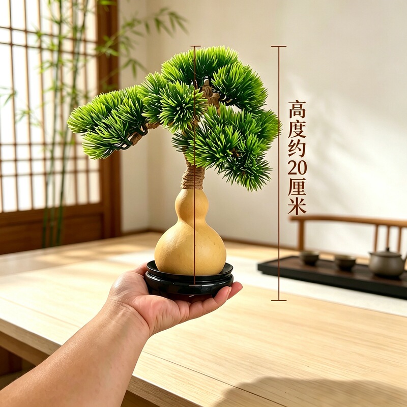 Artificial Green Plant Vine with Gourd and Money Tree Design, Purely Hand-Woven Decorative Vine