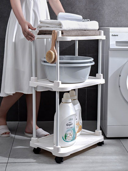 浴室脸盆收纳架卫生间置物架不锈钢塑料防水洗手间整理储物架落地