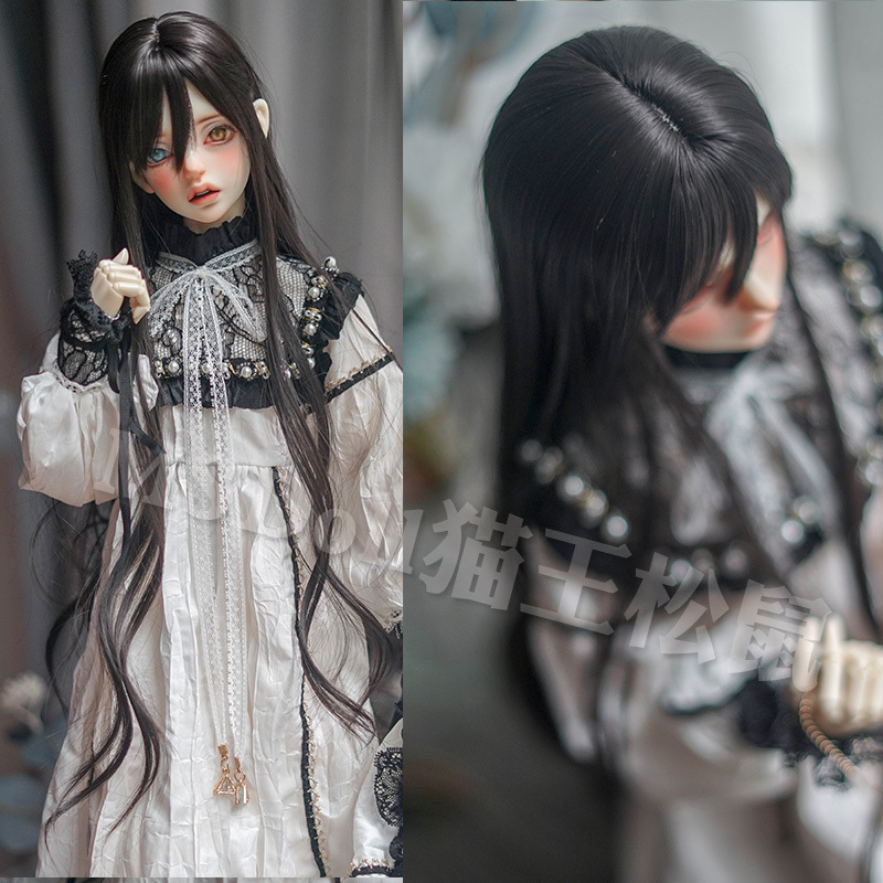 Elvis Squirrel Bjd Wig 3 Points 4 Points 3 Points High Temperature Soft Silk Male and Female Babies with Long Curly Hair Male God Hair Mdd