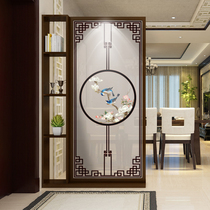 Art glass living room sofa partition screen bedroom office entrance wine cabinet modern simple solid wood seat screen flower stand