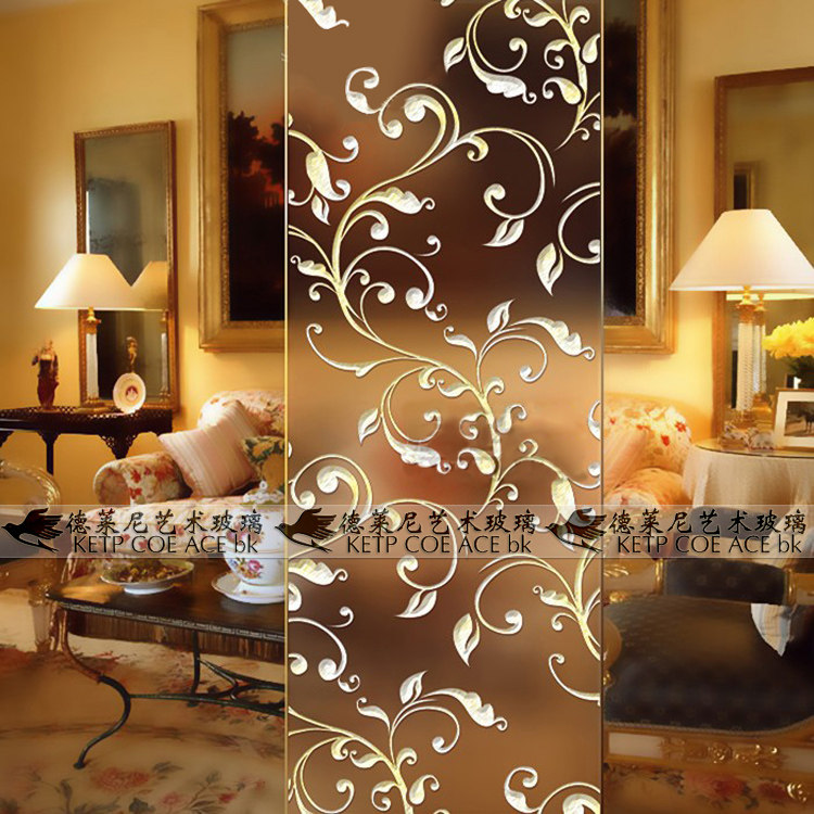 Art glass entryway partition screen aisle background wall living room sliding door and window shoe cabinet modern simple Ruyi pattern