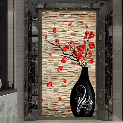 Art glass porch screen kitchen aisle living room cubicle sliding door transparent modern simple plum blossom bottle