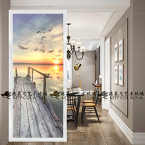 Art glass introductory screen partition decoration porch shoe cabinet aisle seat screen frosted modern sunset sea view