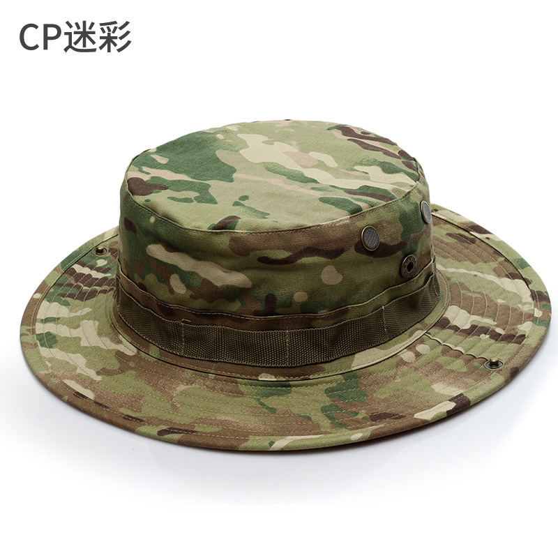 Cross-Border Supply Military-Style Round-Brimmed Hat Outdoor Boonie Hat Python-Patterned Hat Camouflage Hat Hiking Sun Hat in Stock