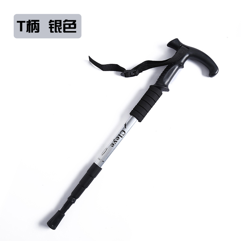 Fan hâm mộ quân đội ngoài trời đa chức năng hợp kim titan trekking cực carbon kính thiên văn thanh gấp thẳng xử lý t xử lý siêu nhẹ đi bộ thanh gậy leo núi carbon