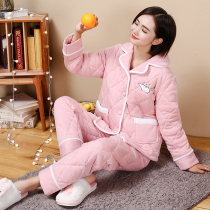 Pajamas women winter cotton home warm ladies autumn and winter clothes three layers of thick cotton cotton cute cotton jacket home clothing women winter