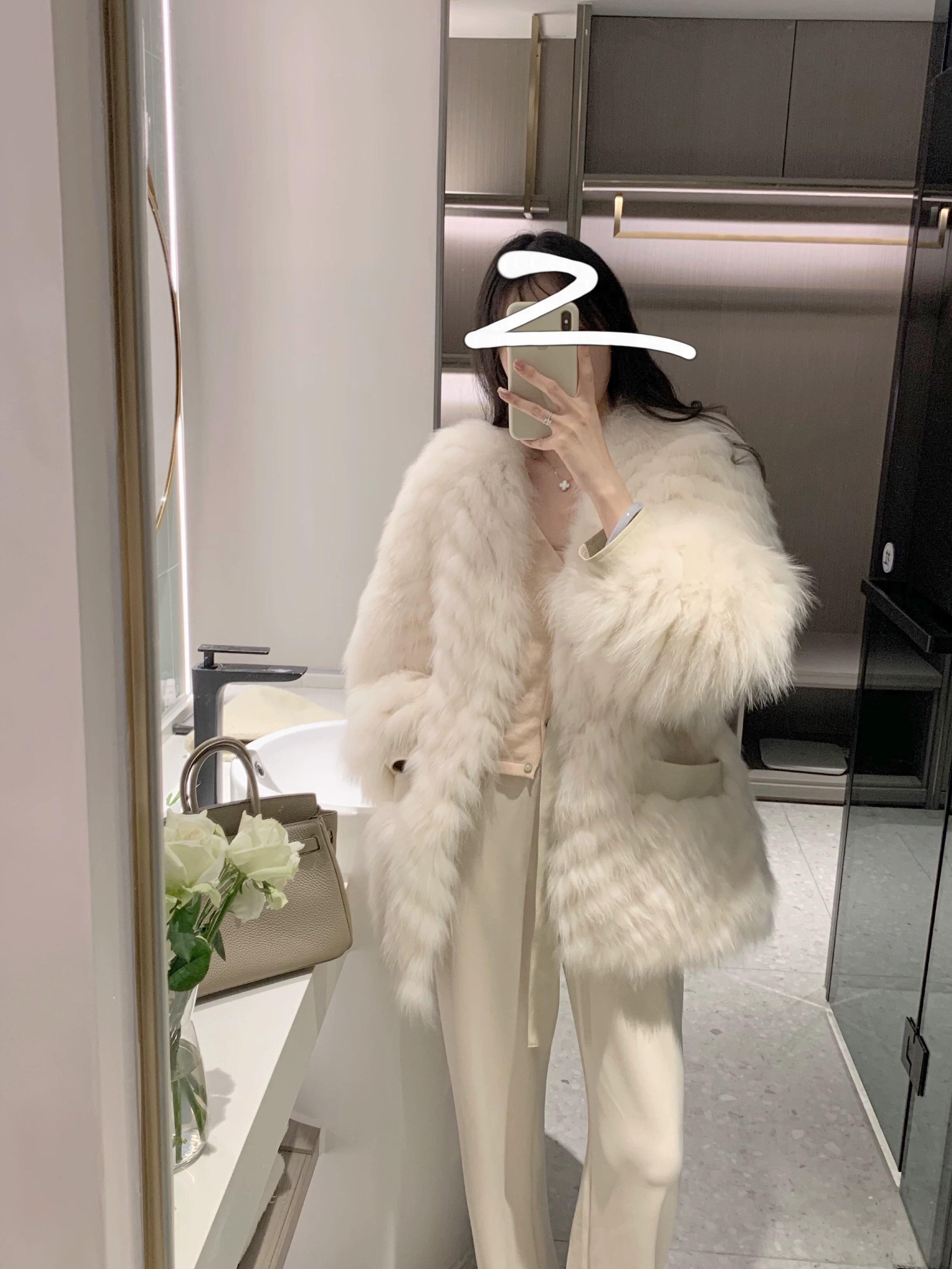 Зимнее длинное пальто, стиль Chanel, средняя длина