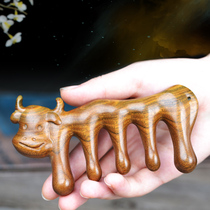 Natural head Meridian green sandalwood comb comb for men and women to prevent large and wide teeth hair loss sandalwood facial massage comb