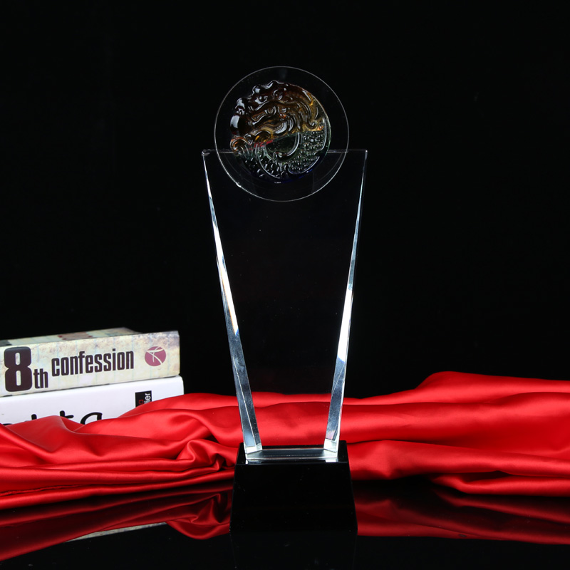 Crystal glass trophy medal custom-made creative enterprise honor award trophy prize lettering production