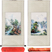 Gifts for traveling abroad: hand-embroidered Suzhou specialty landscape scroll paintings for old foreigners easy to carry and customized for business use