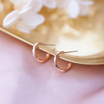 Simple style S925 sterling silver pin minimalist style cold high grade sense diamond cut face circle earrings