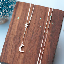 Simple scenery Christmas gift five-pointed star star moon necklace female niche design sense fairy beauty choker