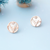 Simple wind 925 sterling silver pin female shell antler antler stud earrings Christmas and new year earrings 2021 gift gilded