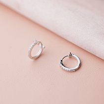 Simple scenery smile pink diamond small ear ring workplace commuter fashion ear buckle plated rose gold Joker temperament Han