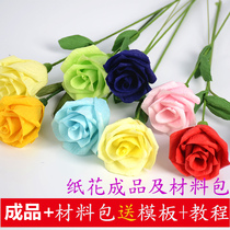 Crepe paper rose finished handmade flower crepe paper rose material package handmade diy rose student handwork