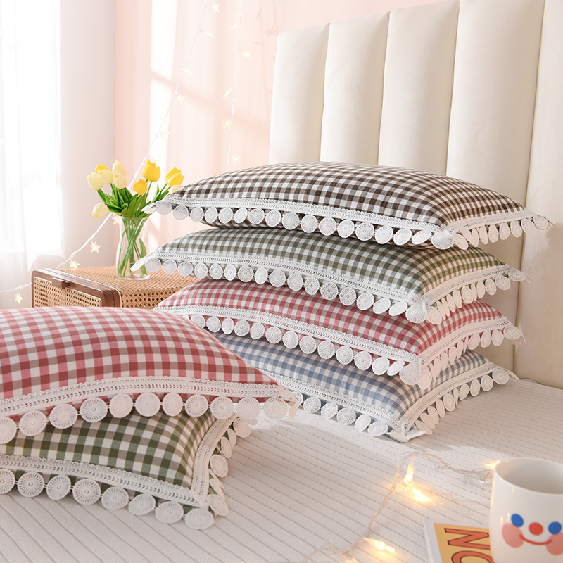 Korean-style pillow removable and washable lace pillowcase full millet shell soft pillow core adult student washed cotton neck nap pillow