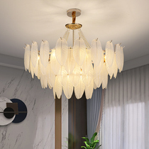 French light luxury living room chandelier retro pearl feather glass modern minimalist bedroom restaurant romantic Internet celebrity lamps